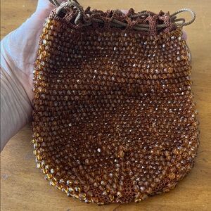 Vintage Antique Victorian Beaded Evening Handbag w/ Cord Drawstring Handle